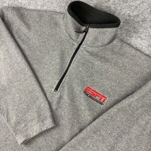 ESPN The Magazine Fleece Mens XL Gray 1/4 Zip Pullover Promo Vintage Y2K 90s